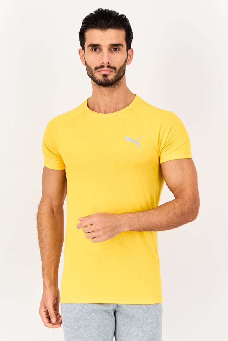 PUMA Men Slim Fit Short Sleeve Training T-Shirts, Yellow - Image 1