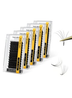 NAGARAKU NAGARAKU Easy Fan Eyelash Extensions Volume Lashes 5 Trays in 1 Pack 0.05 C curl 11/12/13/14/15mm Rapid Blooming Soft Cluster For Beginners 