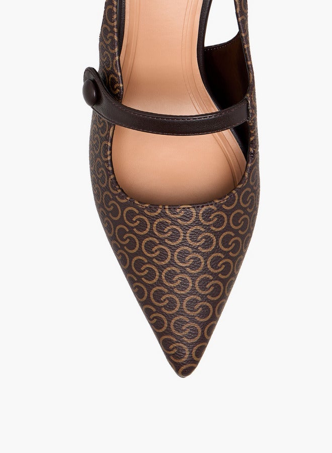 Celeste Women's Monogram Print Pointed Toe Shoes with Buckle Closure - Image 4