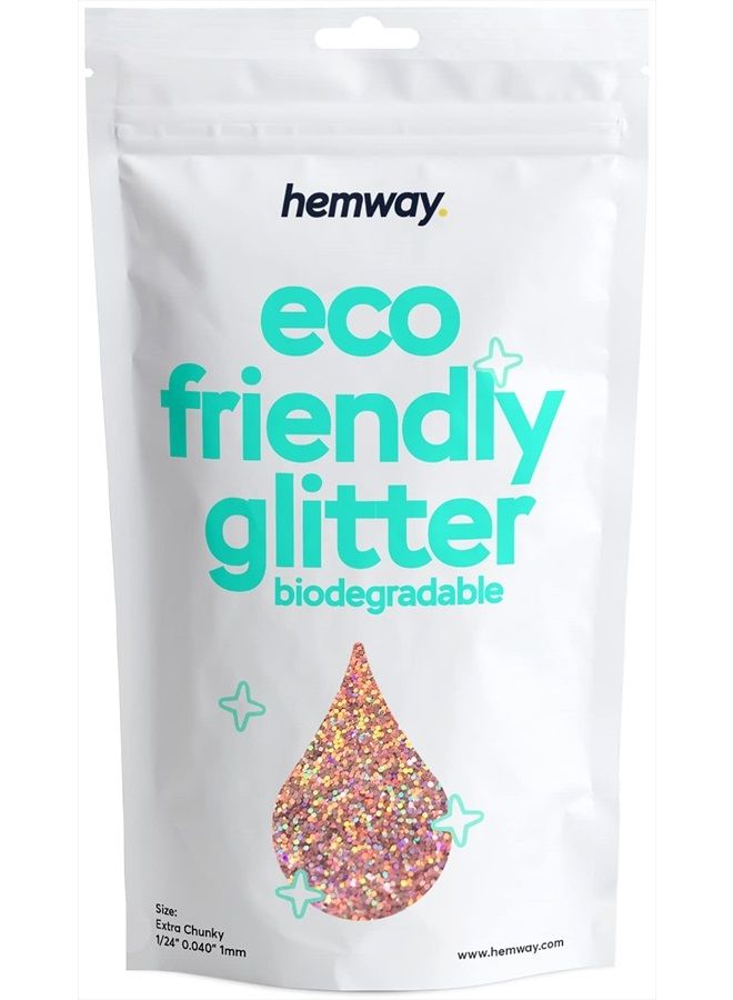 Hemway Eco Friendly Biodegradable Glitter 100g / 3.5oz Bio Cosmetic Safe Sparkle Vegan for Face, Eyeshadow, Body, Hair, Nail and Festival Makeup, Craft - 1/24" 0.04" 1mm - Rose Gold Holographic - Image 1