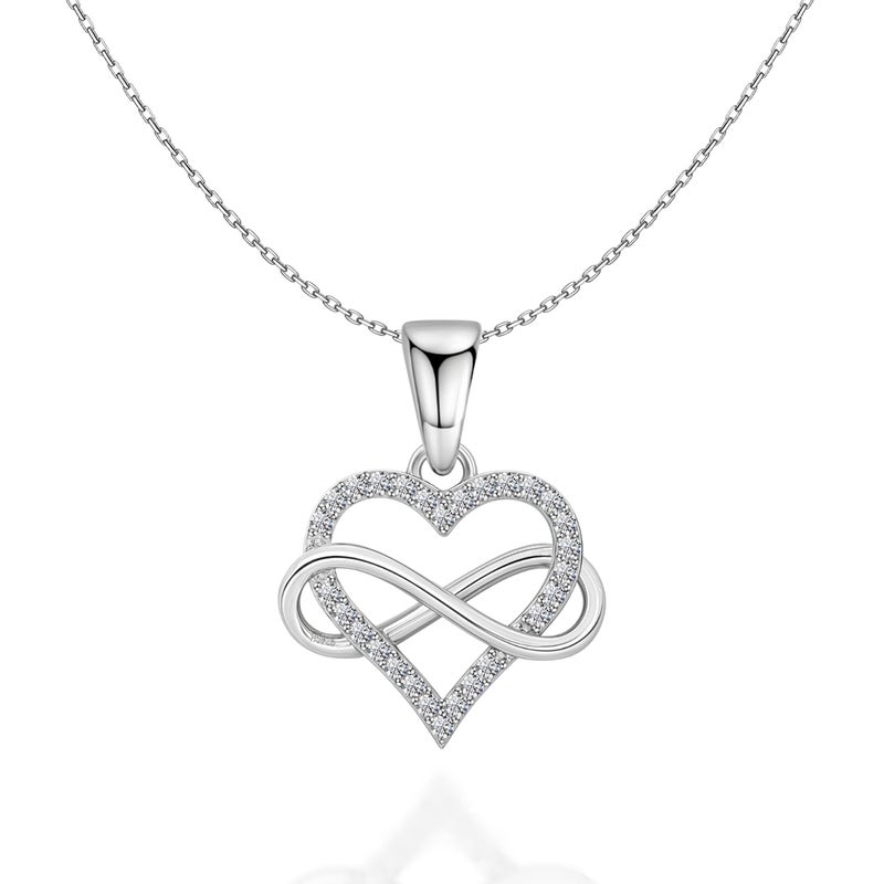 HighSpark 925 Silver Infinity Heart Pendant Necklace | 92.5 Sterling Silver & Stunning Shine | Infinity Heart Everlasting Endless Love | Lovely Gift For Women & Girls - Image 1