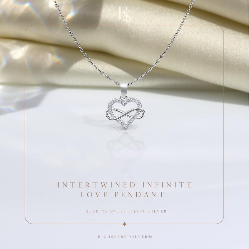 HighSpark 925 Silver Infinity Heart Pendant Necklace | 92.5 Sterling Silver & Stunning Shine | Infinity Heart Everlasting Endless Love | Lovely Gift For Women & Girls - Image 3