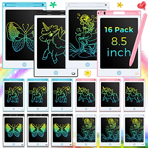 Epakh 16 PCS LCD Writing Tablet for Kids 85 Inch Reusable Writing Board Drawing Doodle Pad Gift for Girl Boy Toddlers Back to School Birthday Party FavorsBlack White Light Blue Light Red - Image 1