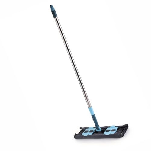 Homeor Multi-Purpose Microfiber Flat Mop with 1 Extra Refill for Dry & Wet Cleaning, 360 Degree Rotating Head and Telescopic Handle, Suitable for Floor, Glass, Ceiling and Walls, 14 Inch, Blue - Image 1