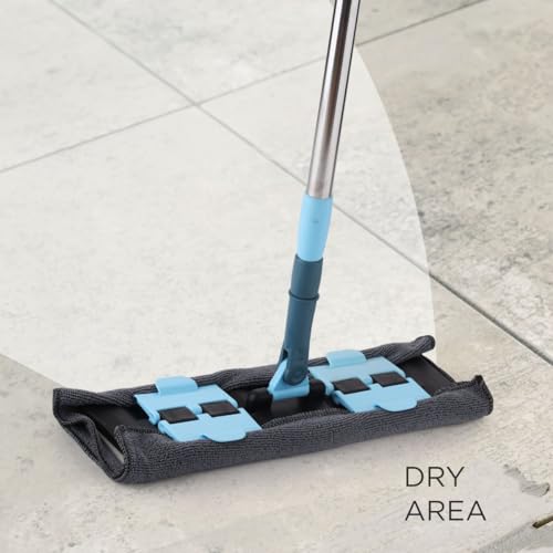 Homeor Multi-Purpose Microfiber Flat Mop with 1 Extra Refill for Dry & Wet Cleaning, 360 Degree Rotating Head and Telescopic Handle, Suitable for Floor, Glass, Ceiling and Walls, 14 Inch, Blue - Image 2