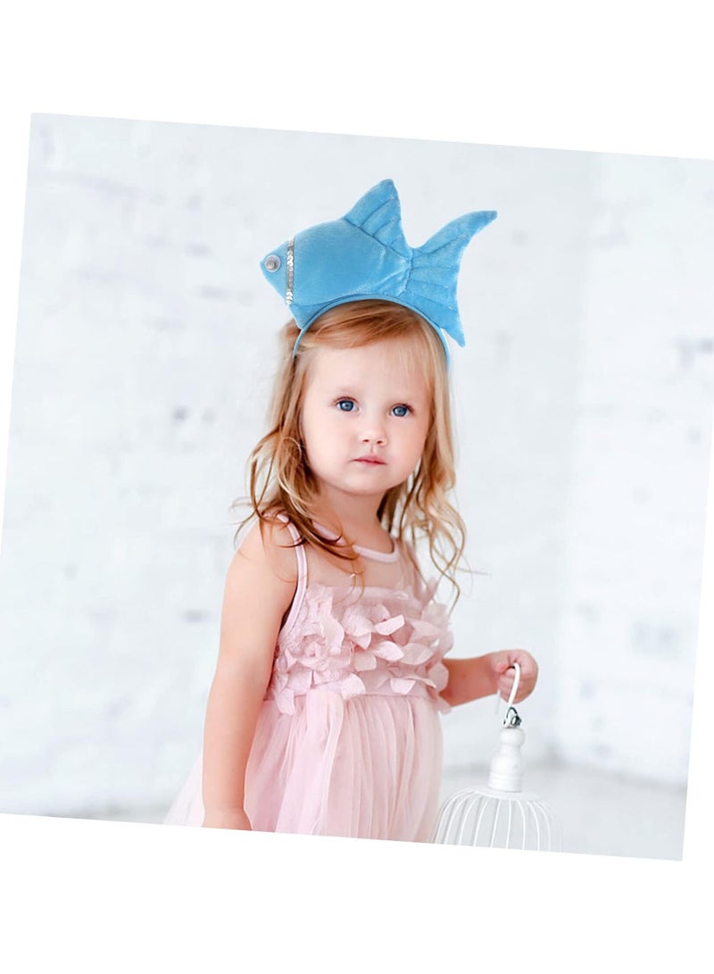 GGOOT Sea Animal Hair Hoop 3pcs Animal Headgear Makeup Headbands for Women Hawaiian Decor Ocean Decor Dr Seuss Fish Costume Funny Headdress Animals Shaped Headband Beach Party Headband Bluex3pcs  - Image 4