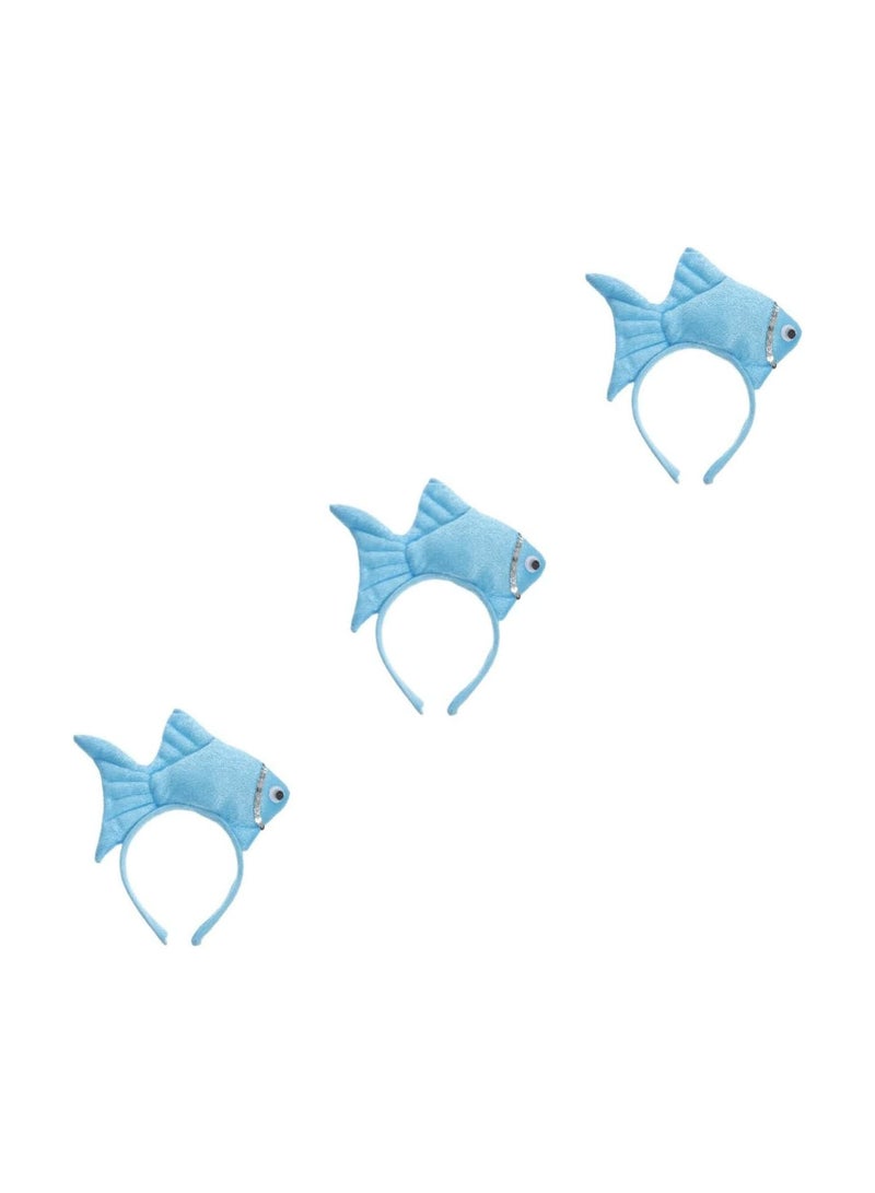 GGOOT Sea Animal Hair Hoop 3pcs Animal Headgear Makeup Headbands for Women Hawaiian Decor Ocean Decor Dr Seuss Fish Costume Funny Headdress Animals Shaped Headband Beach Party Headband Bluex3pcs  - Image 1