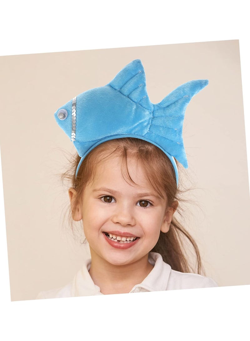 GGOOT Sea Animal Hair Hoop 3pcs Animal Headgear Makeup Headbands for Women Hawaiian Decor Ocean Decor Dr Seuss Fish Costume Funny Headdress Animals Shaped Headband Beach Party Headband Bluex3pcs  - Image 5