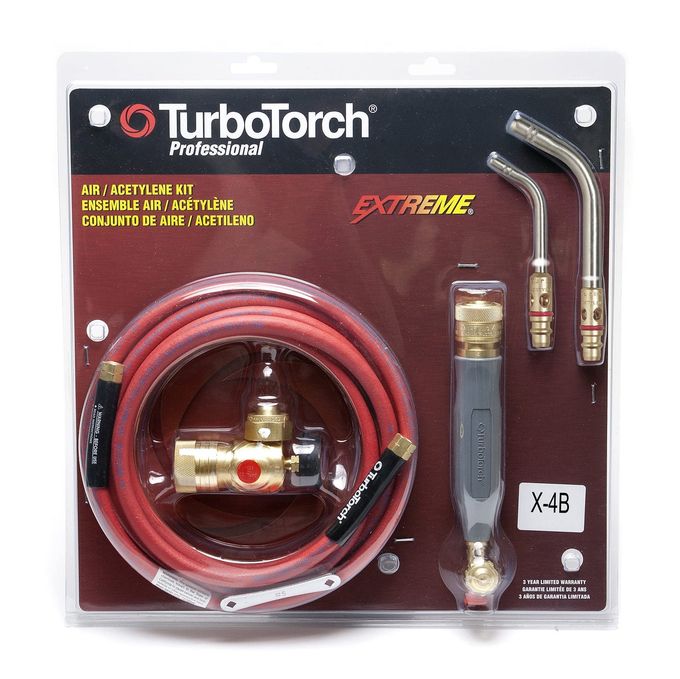 ESAB TURBOTORCH 0386-0336 X-4B Manual Torch Kit, Air Acetylene, EXTREME Swirl Combustion, Soft Solders to 3-1/2", Silver Brazes to 2", Includes AR-B Regulator, G-4 Handle, AH-12 Hose, T-5/T-14 Tips - Image 1