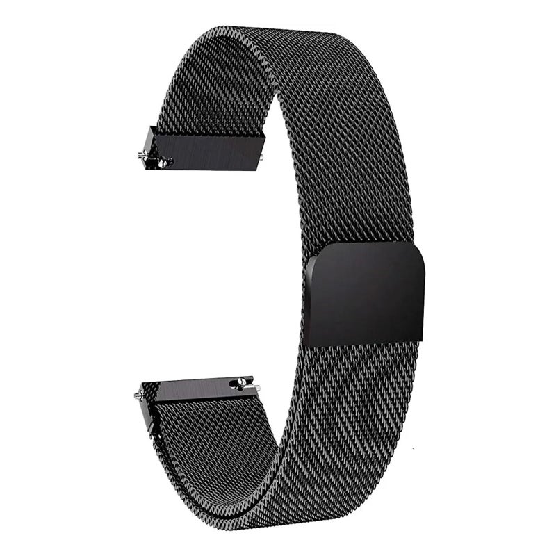 VEROX Stainless Steel 19mm Strap for Smart Watch Strap with Magnetic Buckle Compatible with Boat Storm, Noise Colorfit Pro, and All The 19mm Smart Watch - Black - Image 4