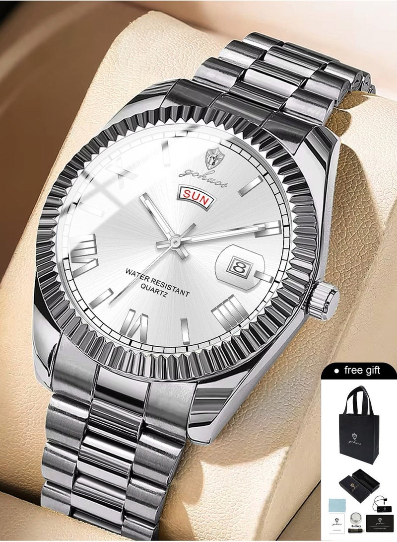 جوهوس ساعة رياضية فاخرة للرجال  - ساعة كوارتز تناظرية مقاومة للماء من الفولاذ المقاوم للصدأ مقاس 40 مم من أفضل العلامات التجارية - Image 3