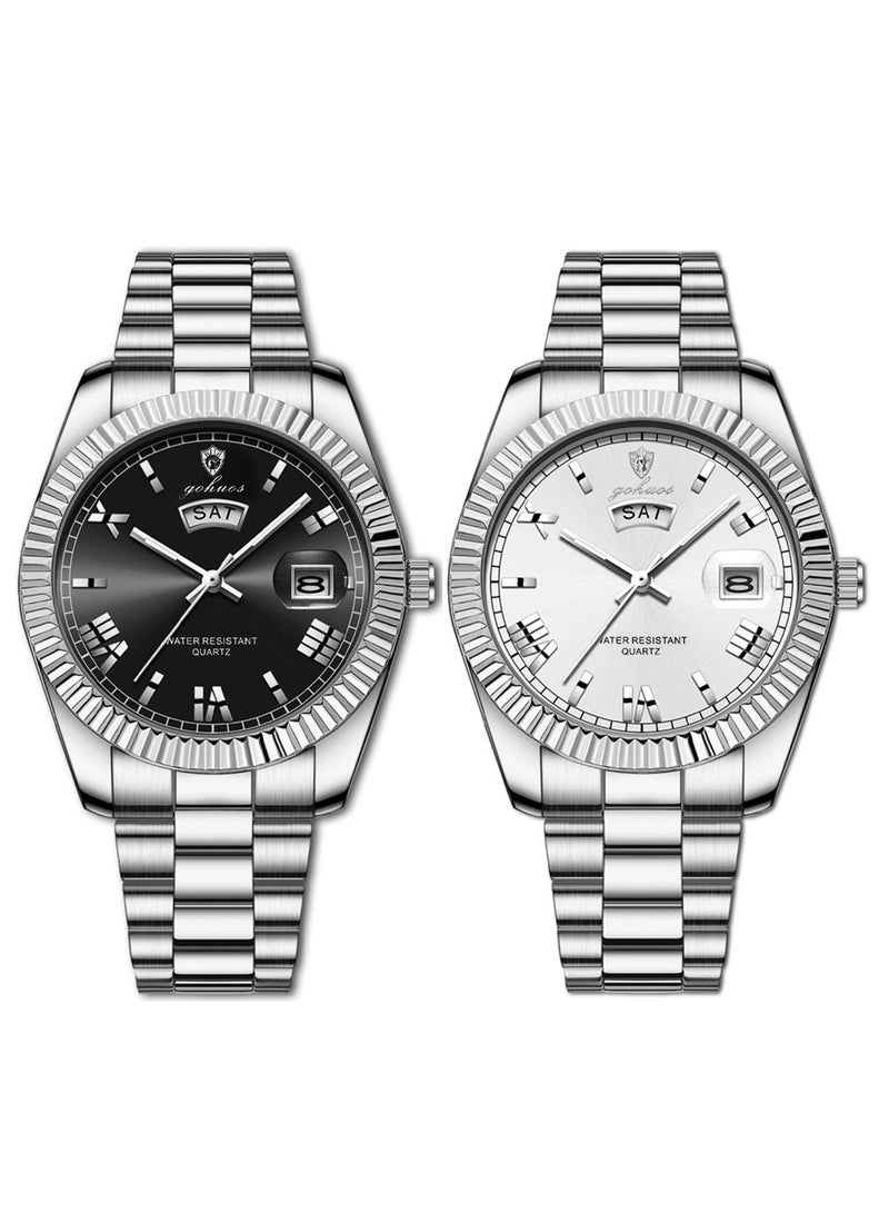 جوهوس ساعة رياضية فاخرة للرجال  - ساعة كوارتز تناظرية مقاومة للماء من الفولاذ المقاوم للصدأ مقاس 40 مم من أفضل العلامات التجارية - Image 1
