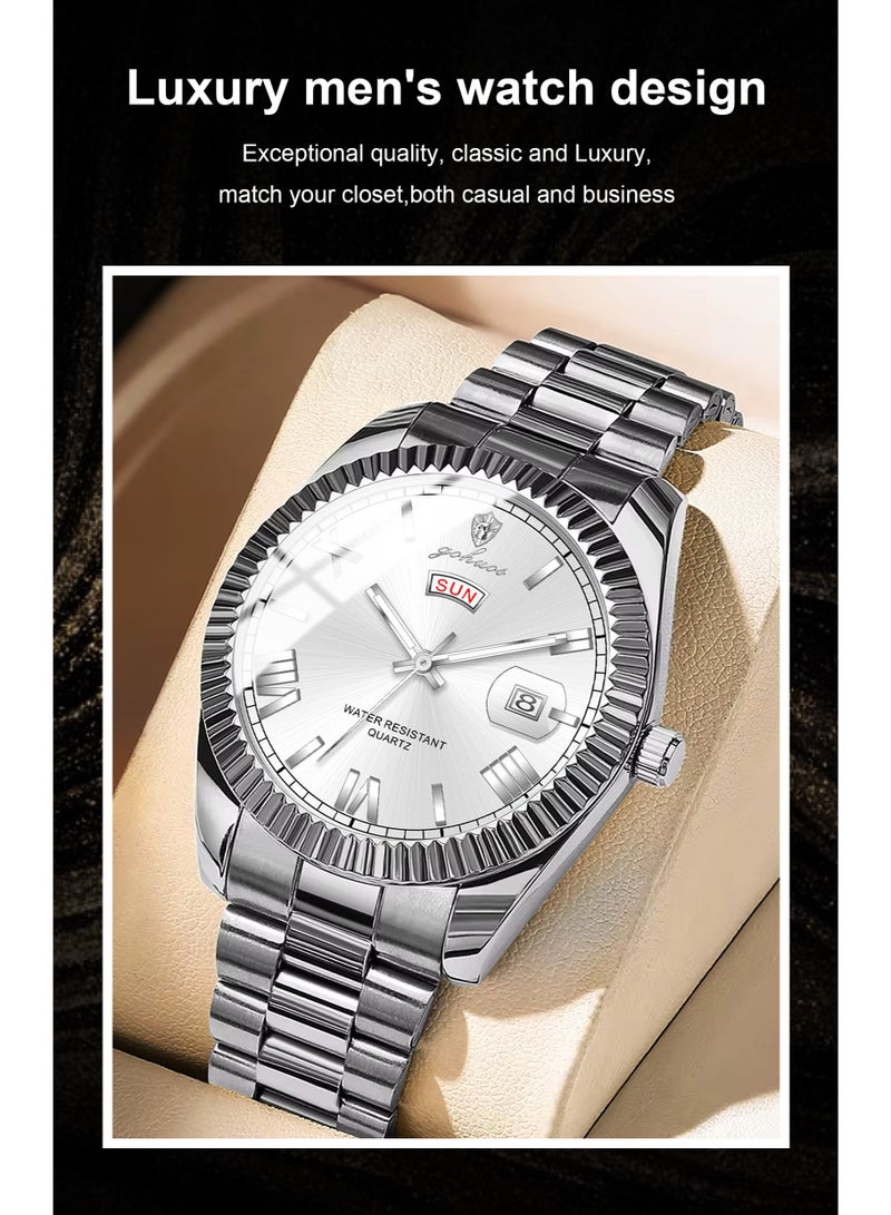 جوهوس ساعة رياضية فاخرة للرجال  - ساعة كوارتز تناظرية مقاومة للماء من الفولاذ المقاوم للصدأ مقاس 40 مم من أفضل العلامات التجارية - Image 5