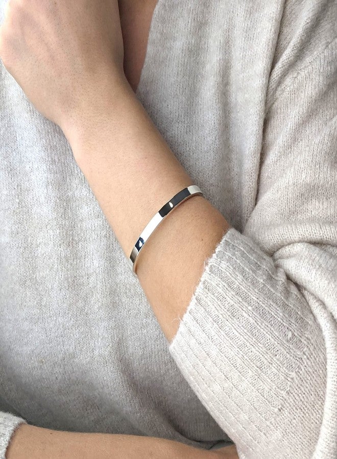 Silverly 925 Sterling Silver HInged Bangle 5mm - Classic Round Tube Solid Silver Bangle - Stacking Sterling Silver Bracelet for Women - Gifts for Daughter - Image 5