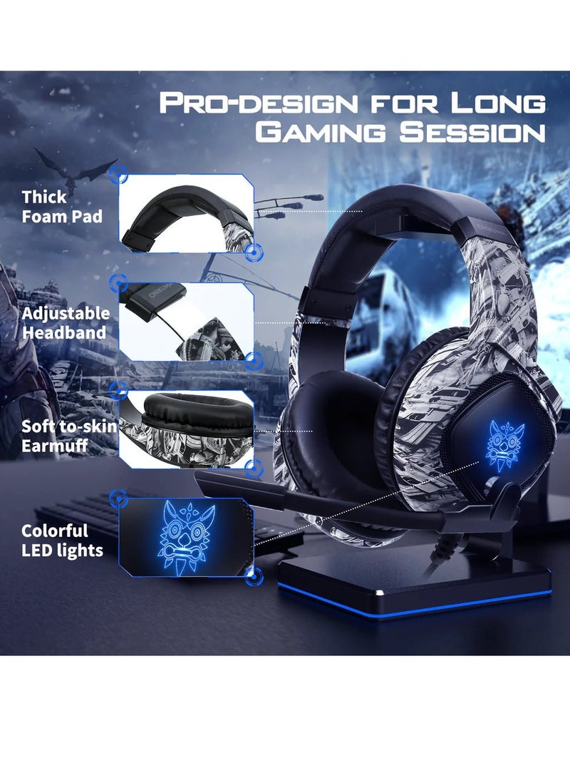 ONIKUMA K8 Gaming Headset Wired Stereo Headphones Noise-Canceling With Mic LED Lights Earphone - Image 3