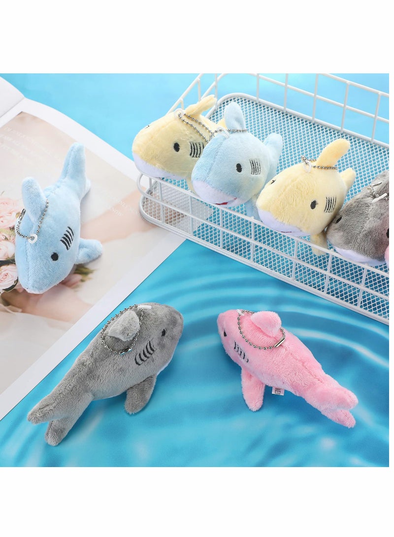 SYOSI 8Pcs Mini Stuffed Animal Soft Shark Plush Toys bulk Tiny Shark Plush Keychain Mini Backpack Keychain On Keychain for Boys Girls Goody Bag Fillers Multicolor  - Image 3