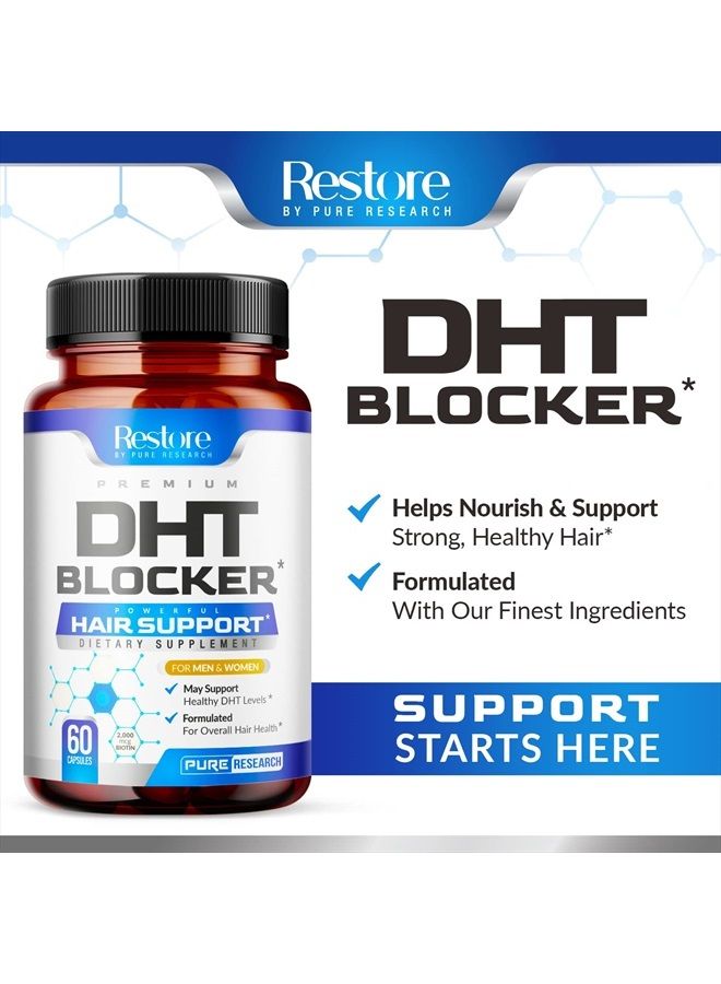 PURE RESEARCH DHT Blocker Hair Growth Support Supplement - Supports Healthy Hair Growth, Healthy Thick Strong Hair - Saw Palmetto + Hair Vitamins for Women & Men - May Support Healthy DHT Levels - Low Loss Capsules - Image 2