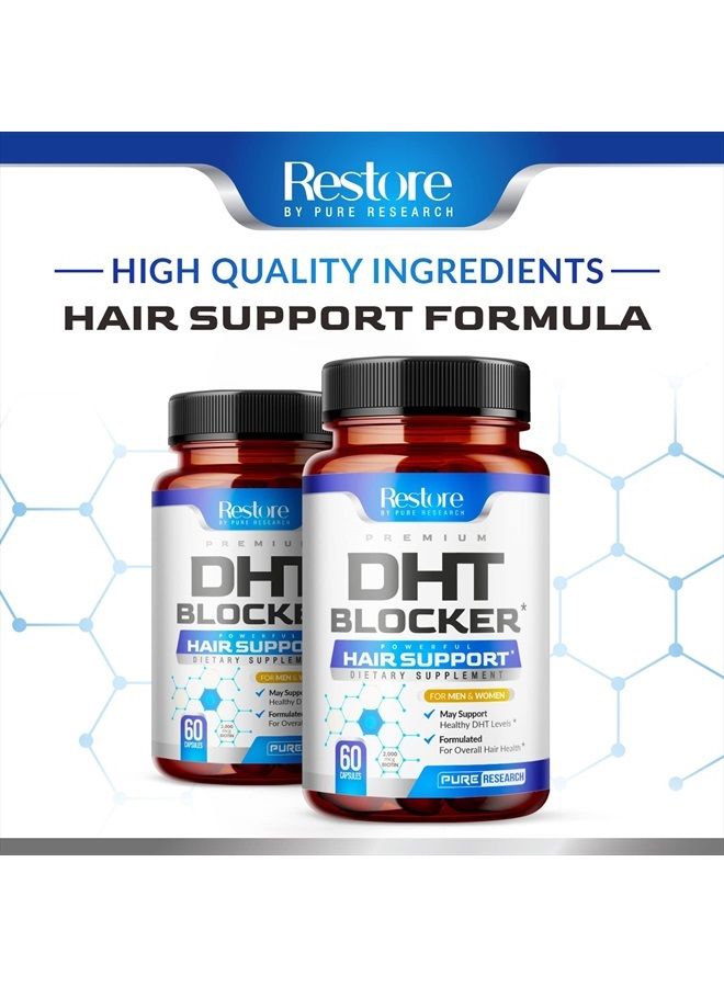 PURE RESEARCH DHT Blocker Hair Growth Support Supplement - Supports Healthy Hair Growth, Healthy Thick Strong Hair - Saw Palmetto + Hair Vitamins for Women & Men - May Support Healthy DHT Levels - Low Loss Capsules - Image 4