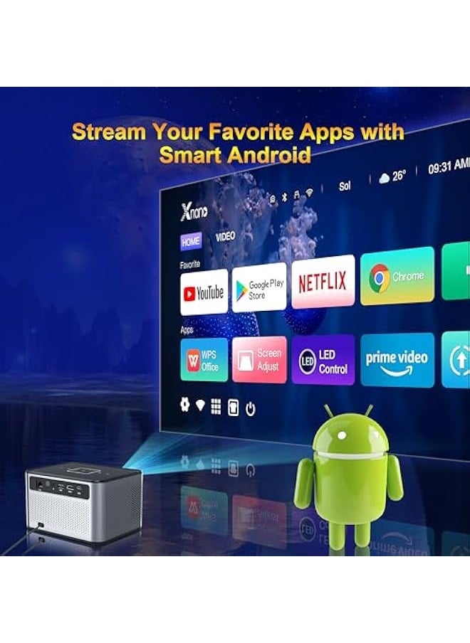 Projector X3 Pro WiFi Bluetooth Hasatek 1600 ANSI Lumens Projector 4k Supported Video Projector Android TV,Auto Focus,Electronic Keystone Correction，Full HD 1080P Home Theater Movie Projector