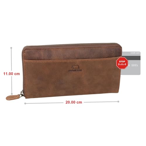 BROWN BEAR ANI Premium Leather Clutch Wallet for Woman | RFID Protected | Ladies Purse for Women (Brown) - Image 3