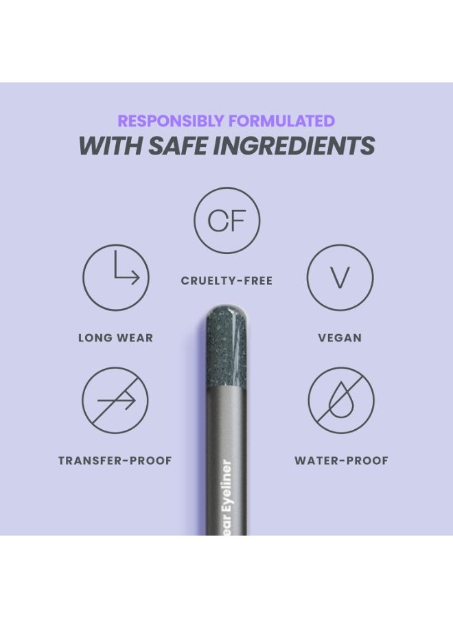 Wonderskin Wonderskin 1440 Longwear Blue Glitter Waterproof Eyeliner Pencil - Sharpenable Eyeliner Pencil and Smudge Proof Eye Liner Pencils (Oyster Blue) - Image 3