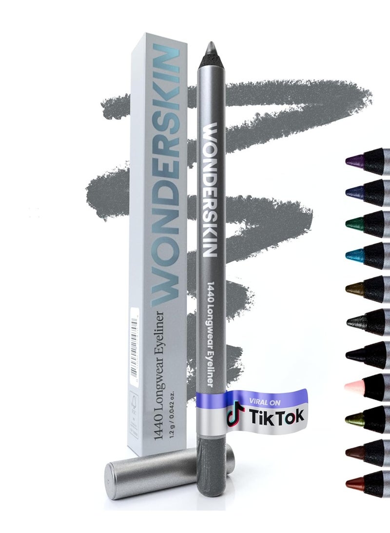 Wonderskin Wonderskin 1440 Longwear Blue Glitter Waterproof Eyeliner Pencil - Sharpenable Eyeliner Pencil and Smudge Proof Eye Liner Pencils (Oyster Blue) - Image 1