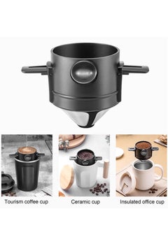 SYOSI Reusable Pour Over Coffee Maker, Stainless Steel Cone Coffee Dripper Filter 1-2 Cup, Steel Cone Paperless Coffee Dripper with Collapsible Holders for Home, Office, Travel, Camping  - Image 1