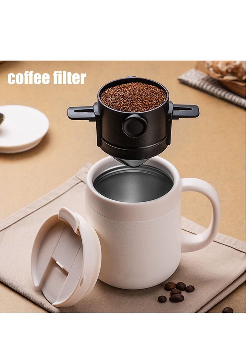 SYOSI Reusable Pour Over Coffee Maker, Stainless Steel Cone Coffee Dripper Filter 1-2 Cup, Steel Cone Paperless Coffee Dripper with Collapsible Holders for Home, Office, Travel, Camping  - Image 5