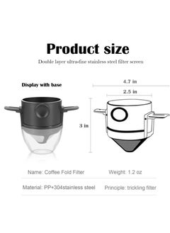 SYOSI Reusable Pour Over Coffee Maker, Stainless Steel Cone Coffee Dripper Filter 1-2 Cup, Steel Cone Paperless Coffee Dripper with Collapsible Holders for Home, Office, Travel, Camping  - Image 2