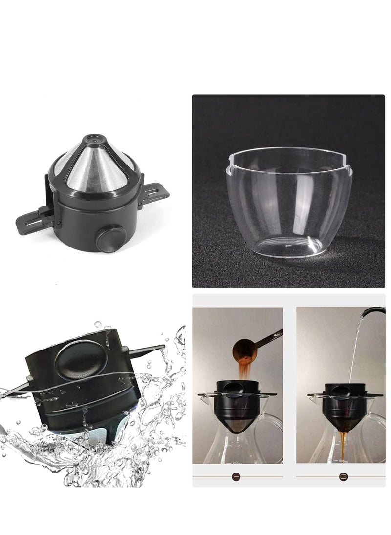 SYOSI Reusable Pour Over Coffee Maker, Stainless Steel Cone Coffee Dripper Filter 1-2 Cup, Steel Cone Paperless Coffee Dripper with Collapsible Holders for Home, Office, Travel, Camping  - Image 4