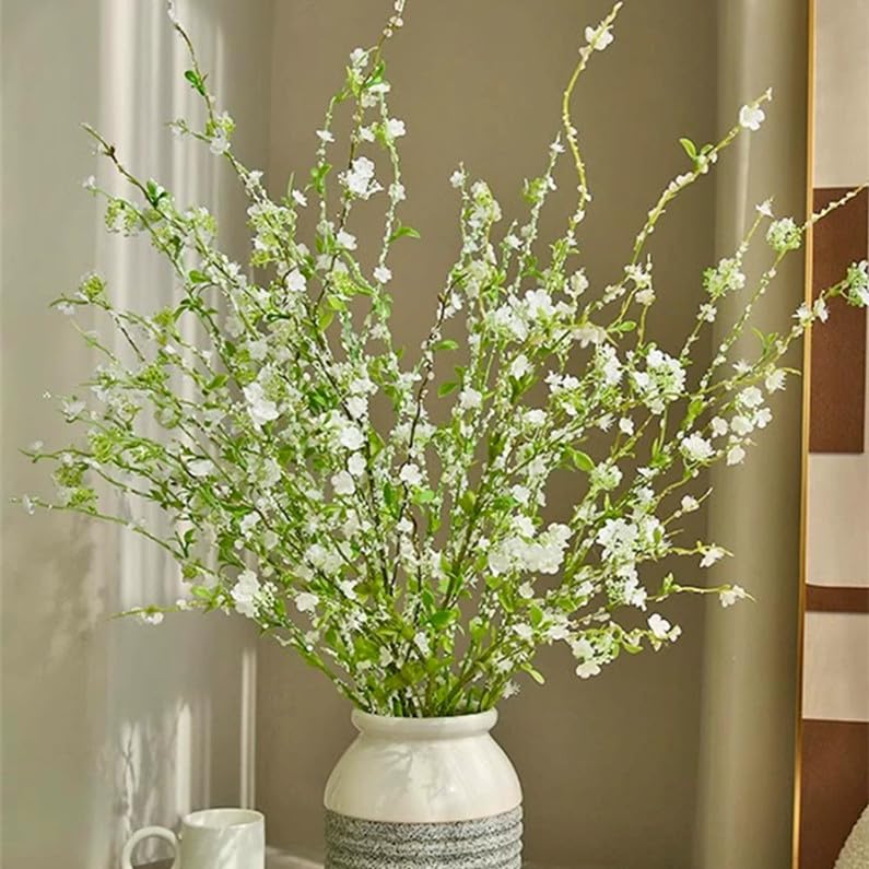 Melorca&Guilla Artificial Plants,4PCS 43.3" Green Snow Wilow Faux Branches for Vase Faux Greenery Stems,Artificial Branches Fake Plants for Shop Garden Office Home Décor - Image 1