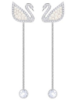 Chomel Swan Stone Studded Thread Earrings  - Image 1