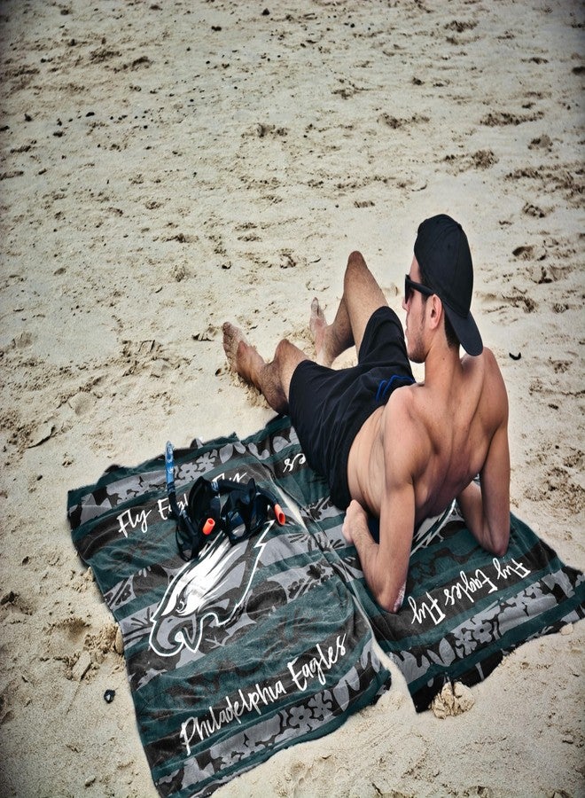 Northwest NFL Philadelphia Eagles Beach Towel, 35 x 60, Pocket - Image 2