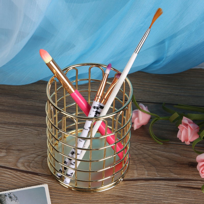 Multi Functional Cosmetic Brush Storage Holder Eyebrow Pencil Organizer Display Rack (Luxury Gold) - Image 3