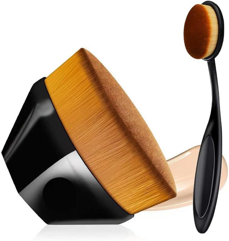 Aternal 2 Pcs Liquid Makeup Brush Foundation Brush Face Brush Blending Brush for Blending Liquid Cream Flawless Powder Cosmetics- Buffing Blending Face Brush - Image 1