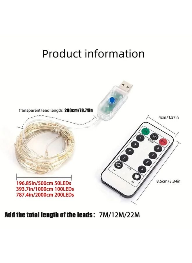 Purple USB Copper Wire Fairy Lights 196.85in 50 Lights 8 Modes For Indoor Party - Image 3