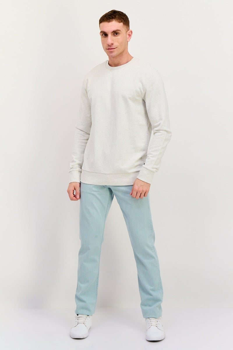 HUGO BOSS Men Crew Neck Brand Logo Long Sleeve Sweatshirt, Light Grey  - Image 4