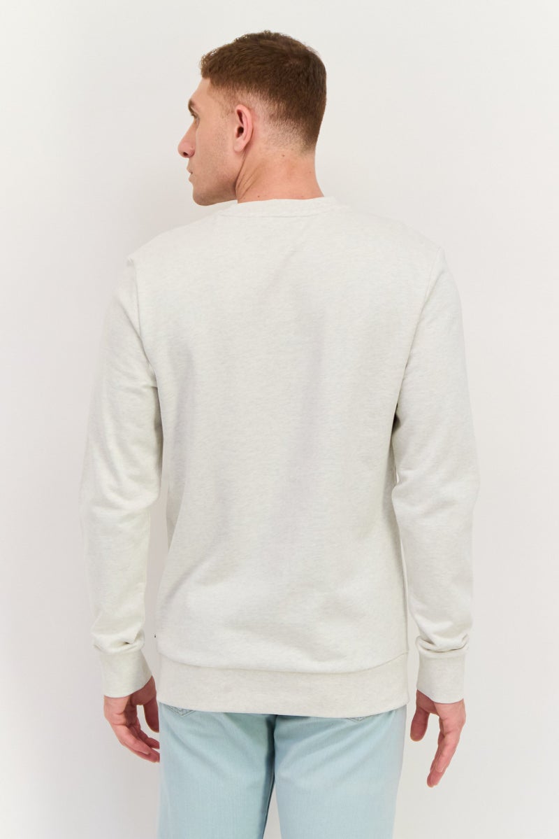 HUGO BOSS Men Crew Neck Brand Logo Long Sleeve Sweatshirt, Light Grey  - Image 3