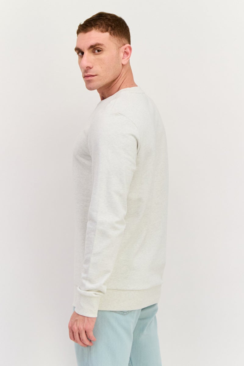 HUGO BOSS Men Crew Neck Brand Logo Long Sleeve Sweatshirt, Light Grey  - Image 2