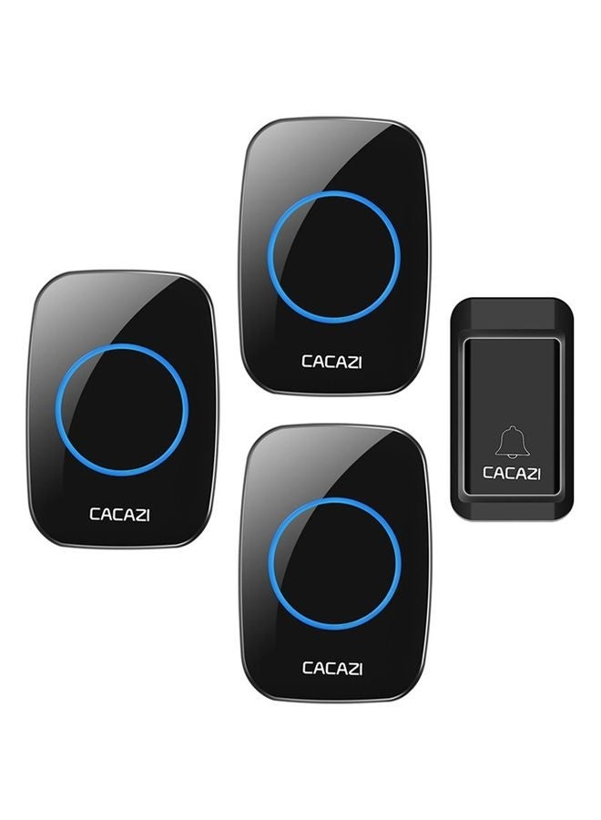 CACAZI A10G One on Three Receivers Self-Powered Wireless Home Cordless Bell, EU Plug(Black) - Image 2
