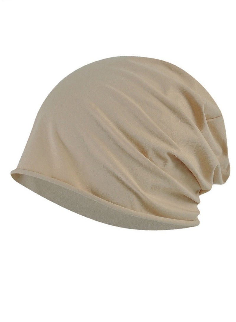 Loquat Infinity Scarf Headwear Cap Solid Color Beanie Hat Khaki 