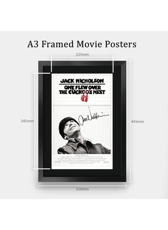HWC Trading HWC Trading One Flew Over The Cuckoo's Nest Movie Poster Jack Nicholson Signed 16 x 12 inch Framed Gift Printed Autograph Film Print Photo Picture Display - 16" x 12" Framed  - Image 2