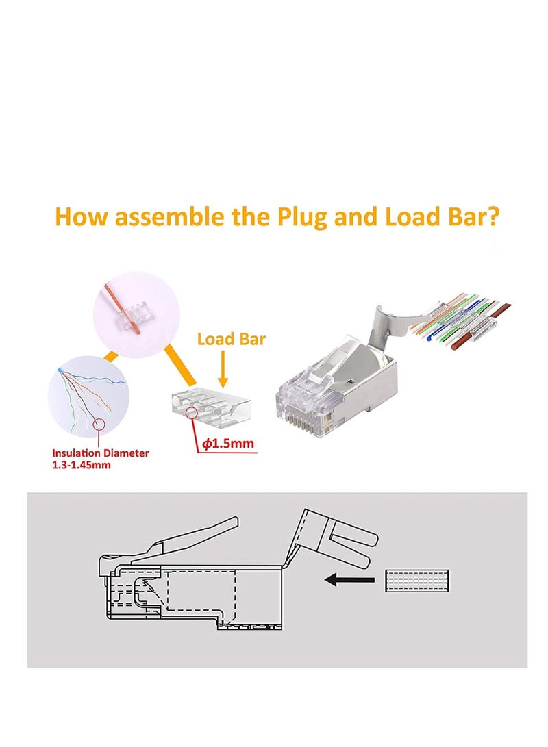 DKURVE® 20 Pack CAT7 Shielded RJ45 Connector Cat6A, Cat7 Cable STP With CAT7 Orange Boots - Image 3