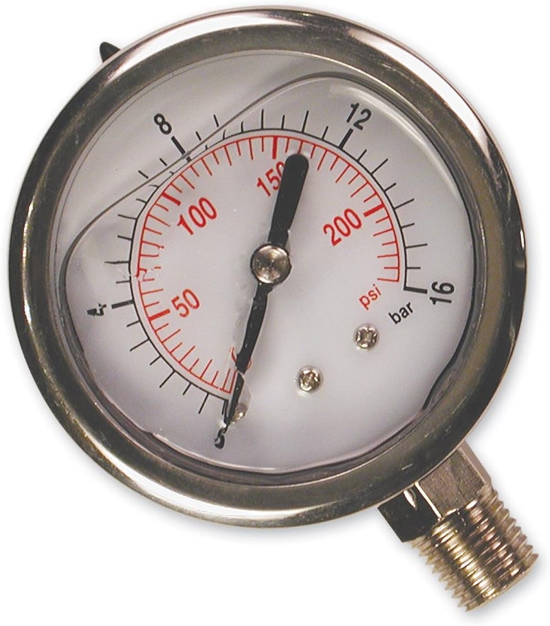 Primefit Primefit PGF200B14 Glycerin Filled Bottom Mount Pressure Gauge with 200PSI NPT 14  - Image 1