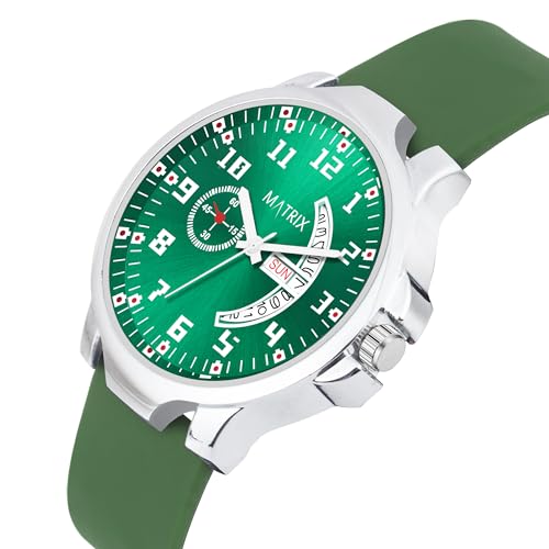 Matrix Classic 2.0 Day & Date Analog Watch with Softest Silicone Strap for Men & Boys (Green) - Image 5