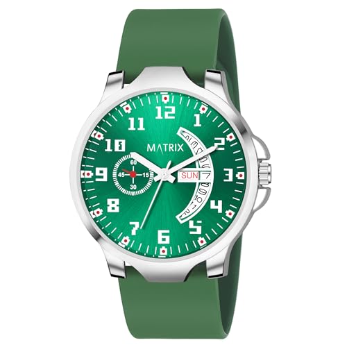 Matrix Classic 2.0 Day & Date Analog Watch with Softest Silicone Strap for Men & Boys (Green) - Image 4