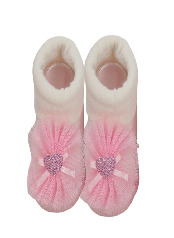 Yellow Bee Flower Print Socks and Bow Headband set for Girls Pack of 2- White and Pink, 0-3M - Image 3
