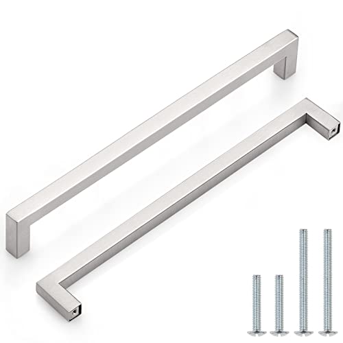 Probrico 5 Pack|10 inch Square Cabinet Pulls Brushed Nickel Drawer Handles Stainless Steel Drawer Handles Cabinet Hardware 10-1/2 inch Total Length - Image 1