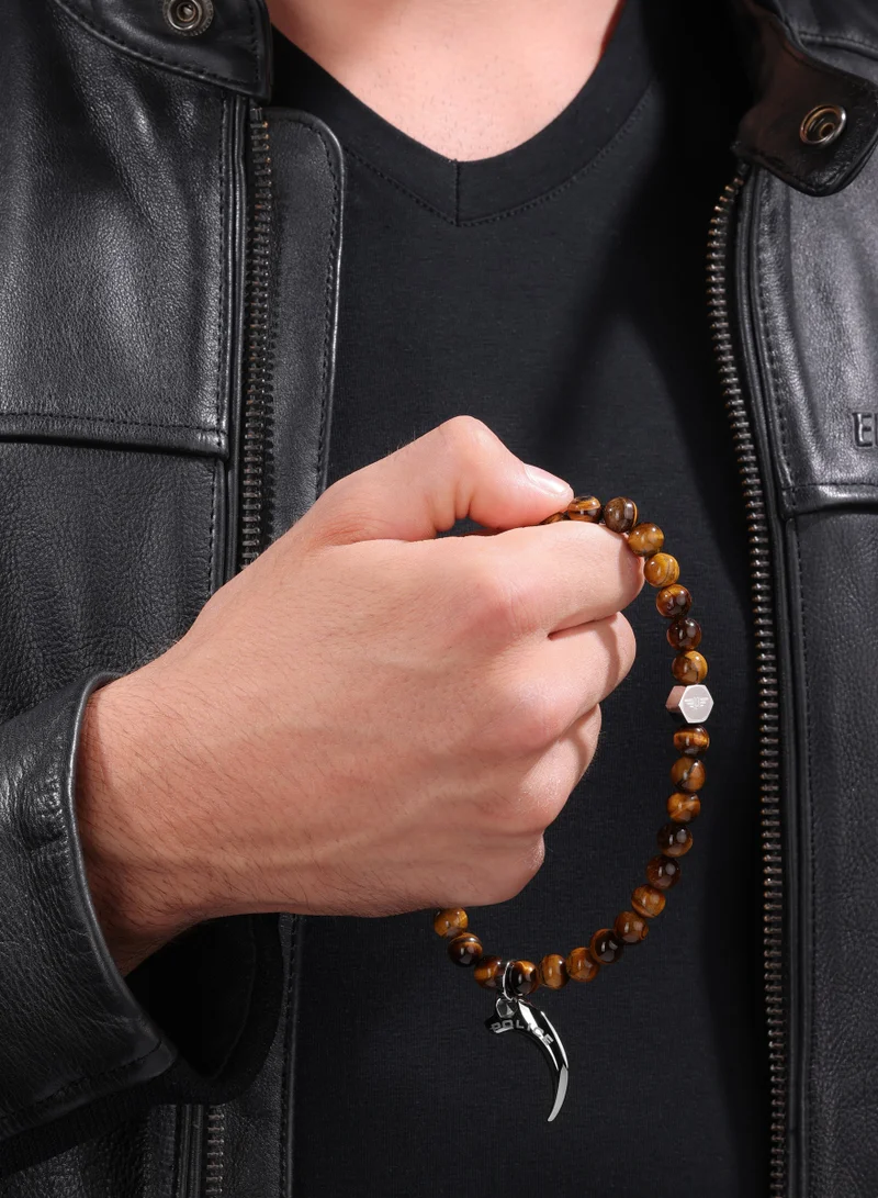 POLICE Talon Silver with Tigers Eye Bracelet For Men