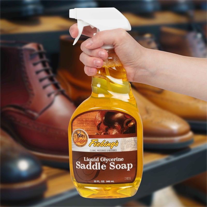 Tough 1 Fiebing's Liquid Glycerine Saddle Soap for Leather (32 oz) - Smooth Leather Cleaner & Conditioner to Soften, Protect & Restore Leathercraft - for Car Seat, Couch, Shoe, Purse, Boot, Bag, & Saddles - Image 5